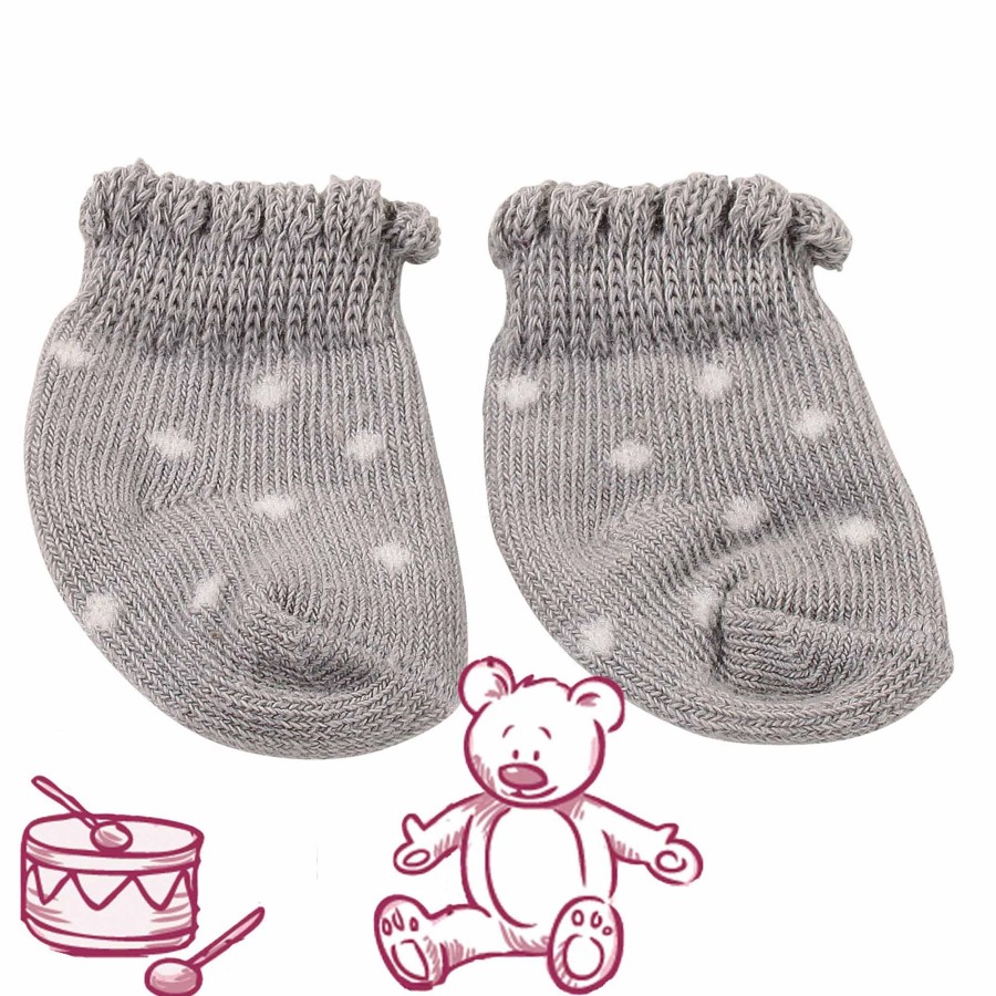 Götz Puppen Sockchen Grau-Weis Getupft | Genderneutral